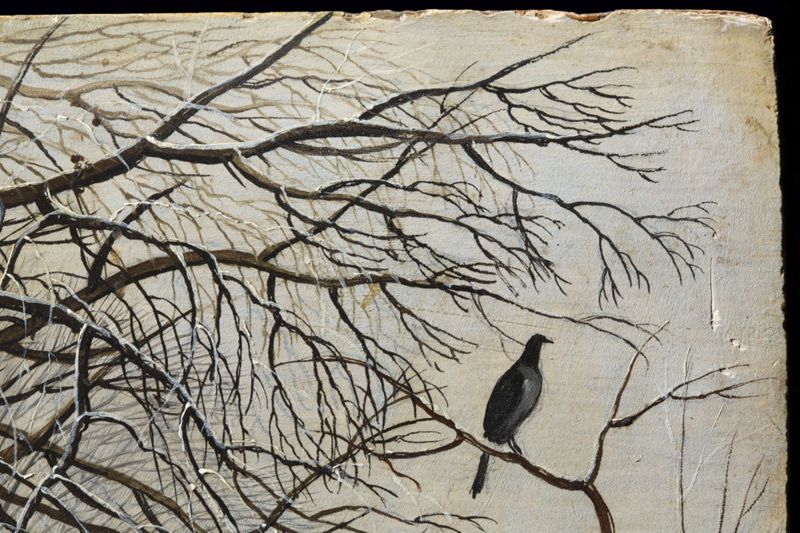 Paysage hivernal avec trappe aux oiseaux