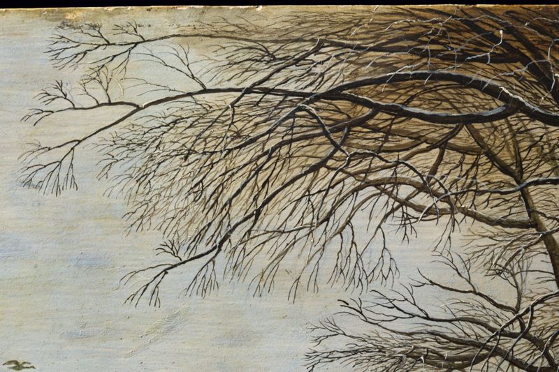 Paysage hivernal avec trappe aux oiseaux