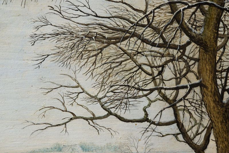 Paysage hivernal avec trappe aux oiseaux
