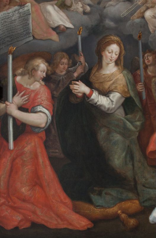 O.-L.-Vrouw omringd door Engelen die kaarsen dragen