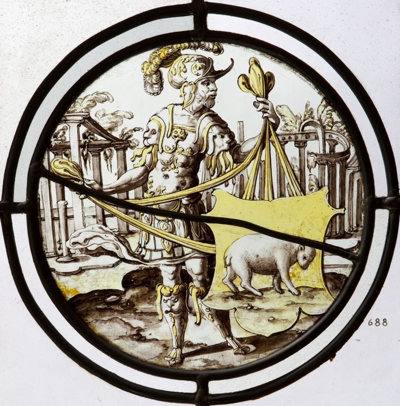 Guerrier et armoiries