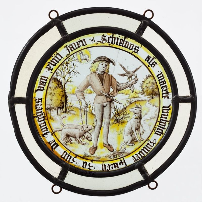Chasseur avec faucon et chiens (allégorie de la jeunesse chassant, insouciante, au mois de mars)