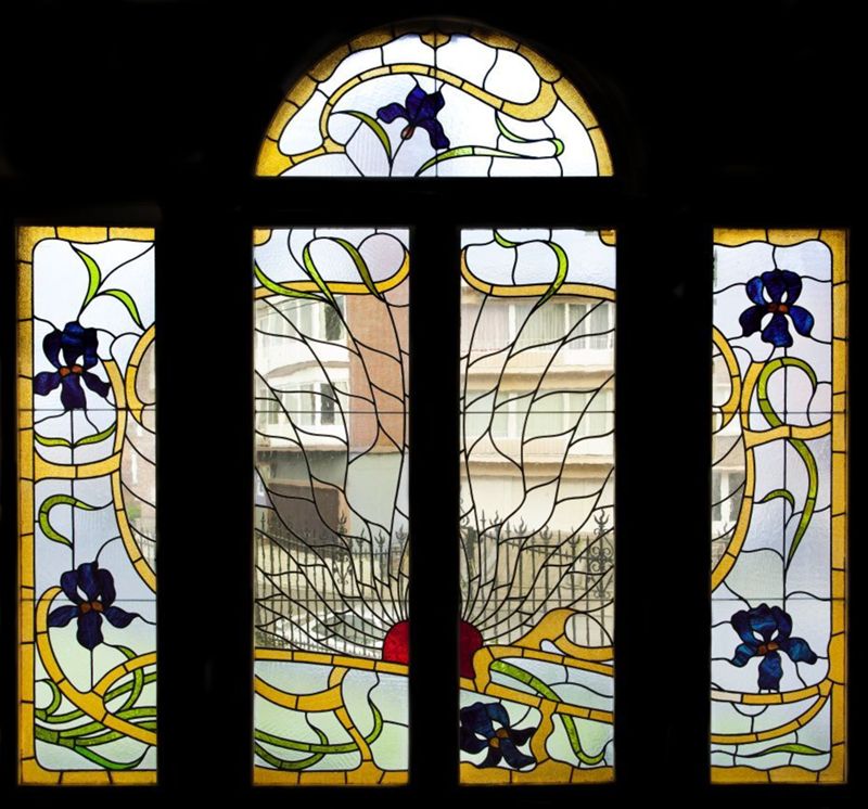 vitrail / Maison aux Iris, Marcinelle, Rue des Francs 78