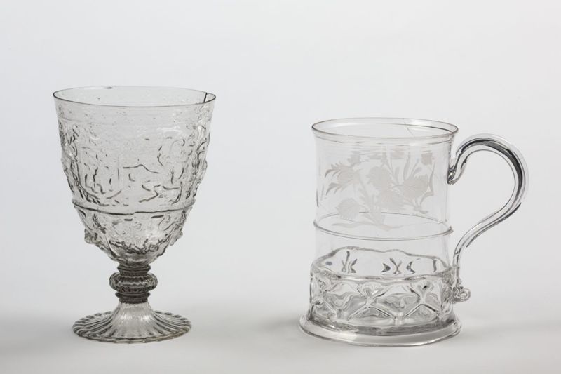 Verre à jambe vénitien aux Armes de la ville d'Anvers et du marquisat d'Anvers