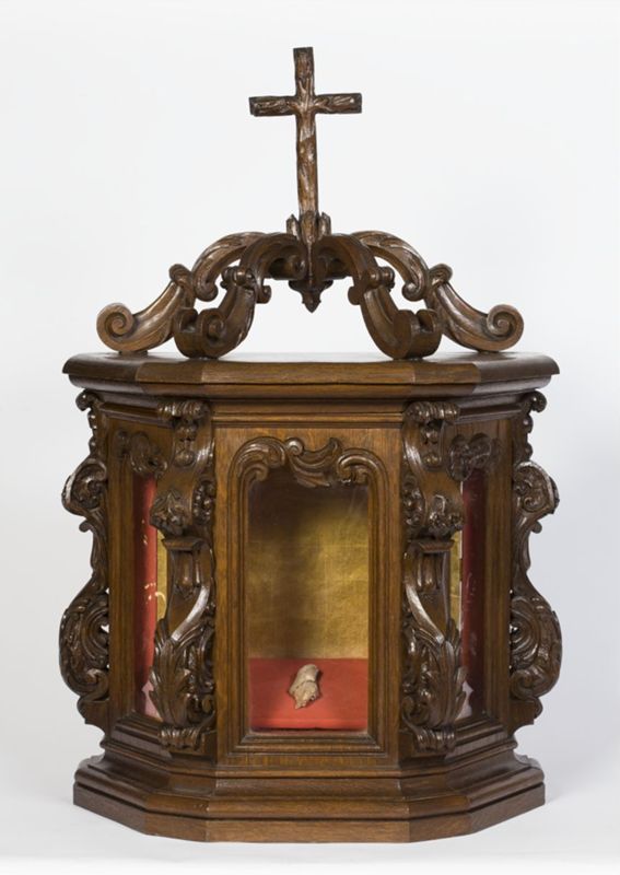 Reliekkast met een botfragment van de heilige Odilia van Keulen