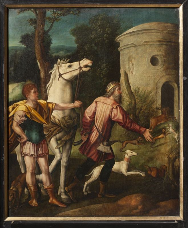 Retable de saint Denis : Communion miraculeuse de saint Denis / Le roi Dagobert découvre le tombeau de saint Denis