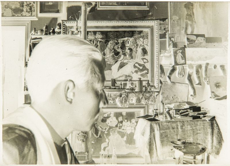 Henri Evenepoel dans son atelier, 21bis avenue de La Motte-Picquet, à Paris