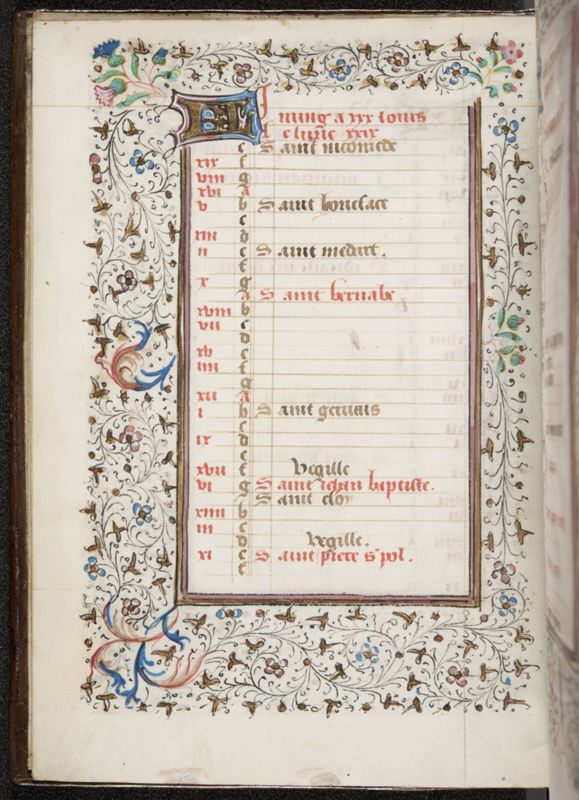 Calendrier: mai (f. 3) et juin (f. 3v)