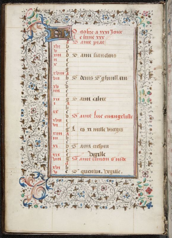 Calendrier: septembre (f. 5) et octobre (f. 5v)