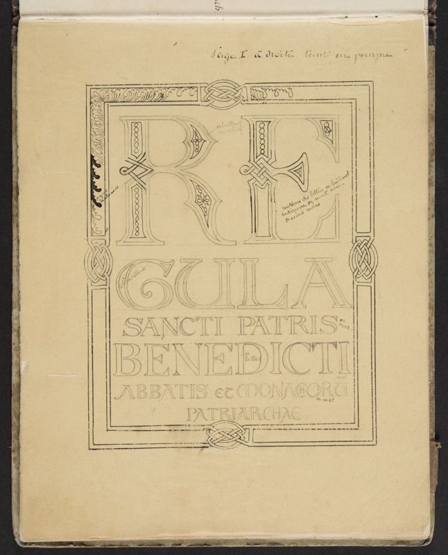 Album contenant les calques d'une Règle de saint Benoît calligraphiée et enluminée à l'abbaye de Maredret pour le kaiser Guillaume II (1899 - 1900)