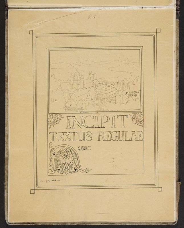 Album contenant les calques d'une Règle de saint Benoît calligraphiée et enluminée à l'abbaye de Maredret pour le kaiser Guillaume II (1899 - 1900)