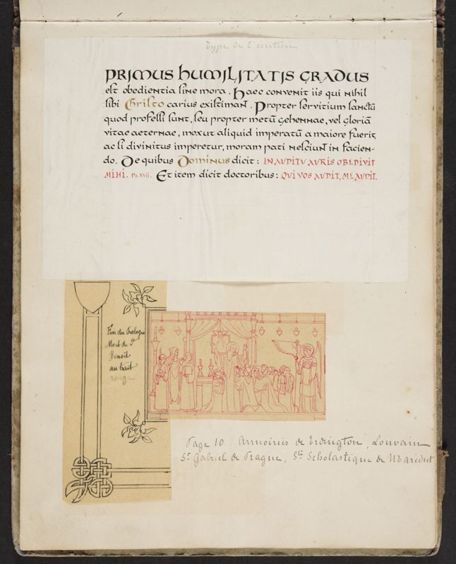 Album contenant les calques d'une Règle de saint Benoît calligraphiée et enluminée à l'abbaye de Maredret pour le kaiser Guillaume II (1899 - 1900)