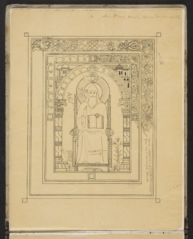 Album contenant les calques d'une Règle de saint Benoît calligraphiée et enluminée à l'abbaye de Maredret pour le kaiser Guillaume II (1899 - 1900)