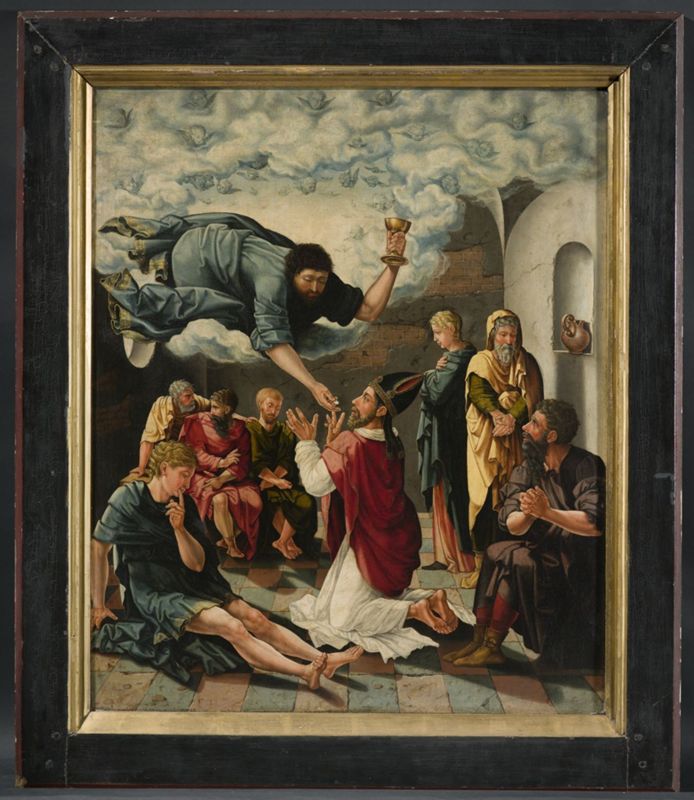 Retable de saint Denis : Communion miraculeuse de saint Denis / Le roi Dagobert découvre le tombeau de saint Denis
