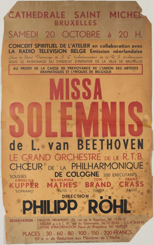 Affiche du concert de "Missa Solemnis" de L. van Beethoven