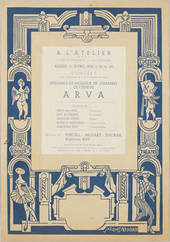 Affiche du concert de l'Ensemble de musique de Chambre de Genève Arva