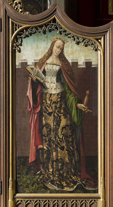 Mariaretabel met op zijluiken leven van H. Laurentius