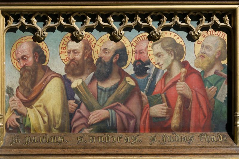 Mariaretabel met op zijluiken leven van H. Laurentius