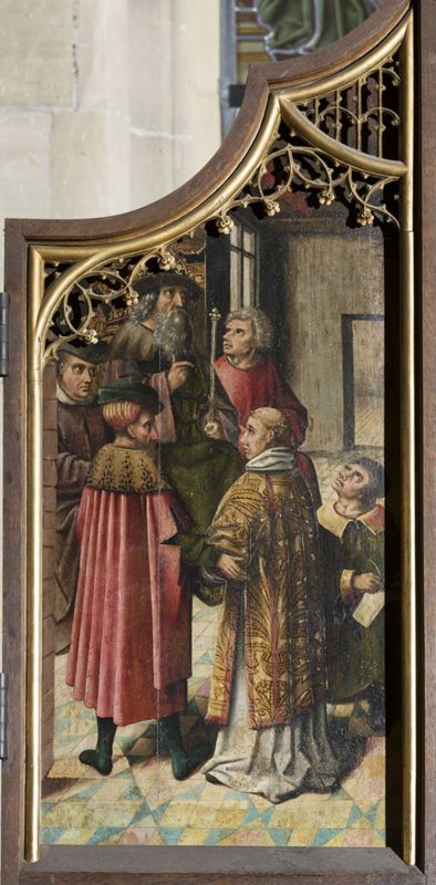 Mariaretabel met op zijluiken leven van H. Laurentius