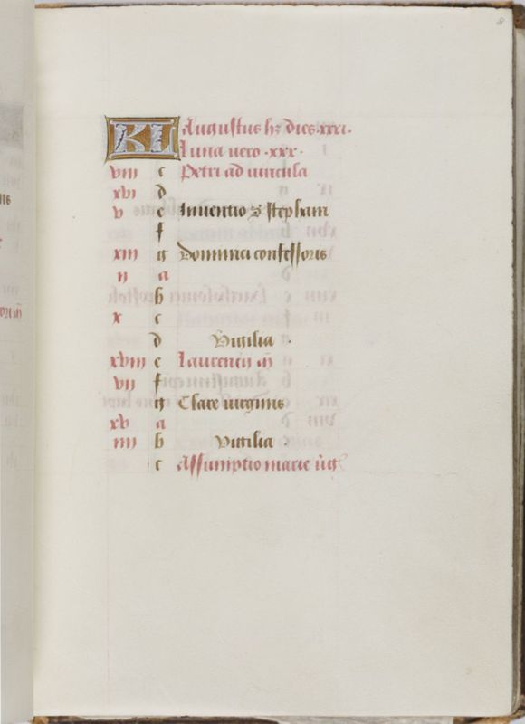 Livre d'heures de Janneke Bollengier, usage de Rome