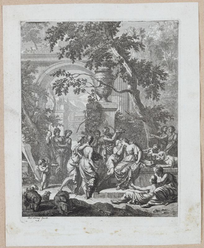 Le Pastor Fido : Amaryllis embrassée par Mirtil au milieu des nymphes (Acte II, Scène 1)