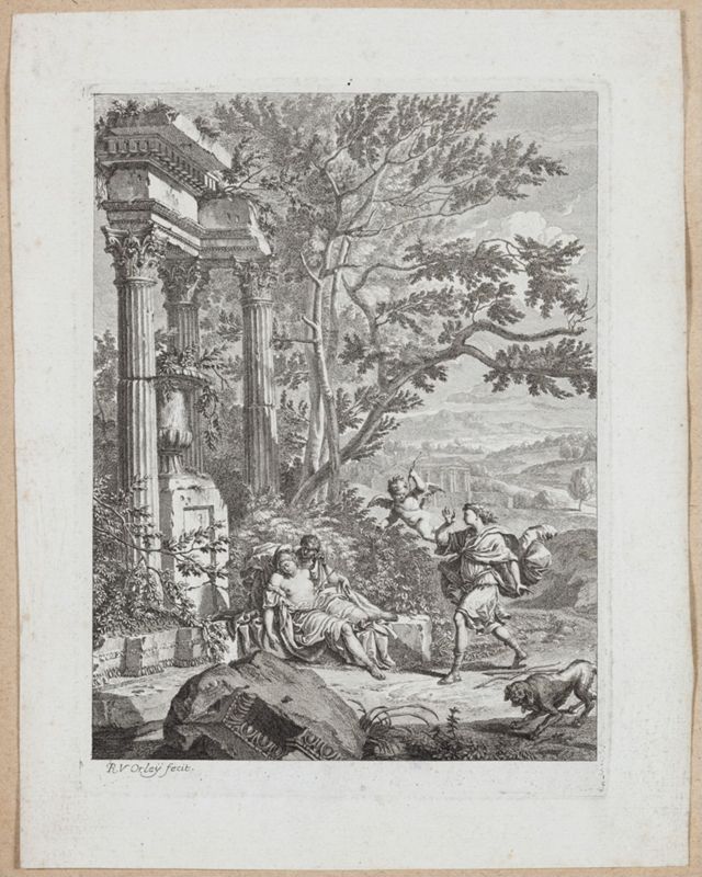 Le Pastor Fido : Silvio, ayant blessé d'une flèche Dorinde, s'approche du corps de la nymphe (Acte IV, Scène 8)