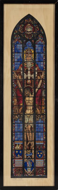 Cartons des vitraux de la Sainte Trinité et des anges thuriféraires (projet n°2)