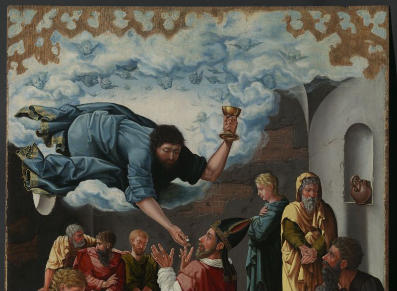 Retable de saint Denis : Communion miraculeuse de saint Denis / Le roi Dagobert découvre le tombeau de saint Denis