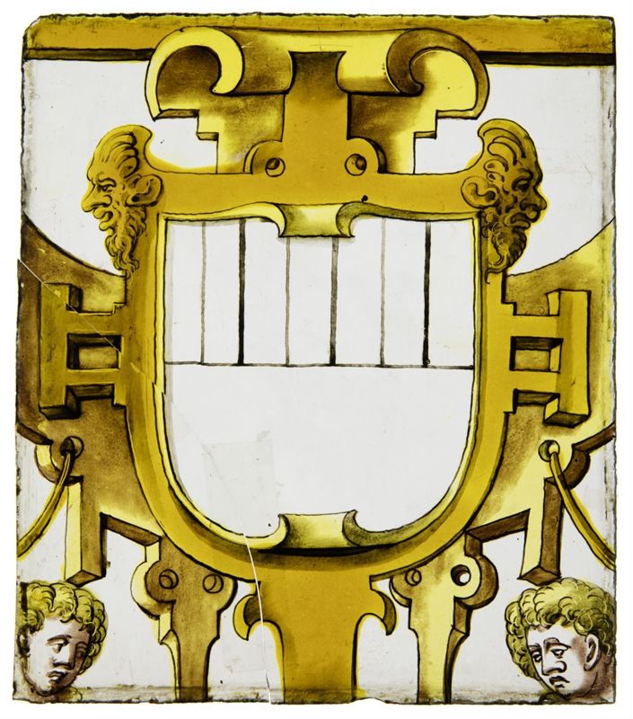 Armoiries dans un cartouche (fragment de vitrail)