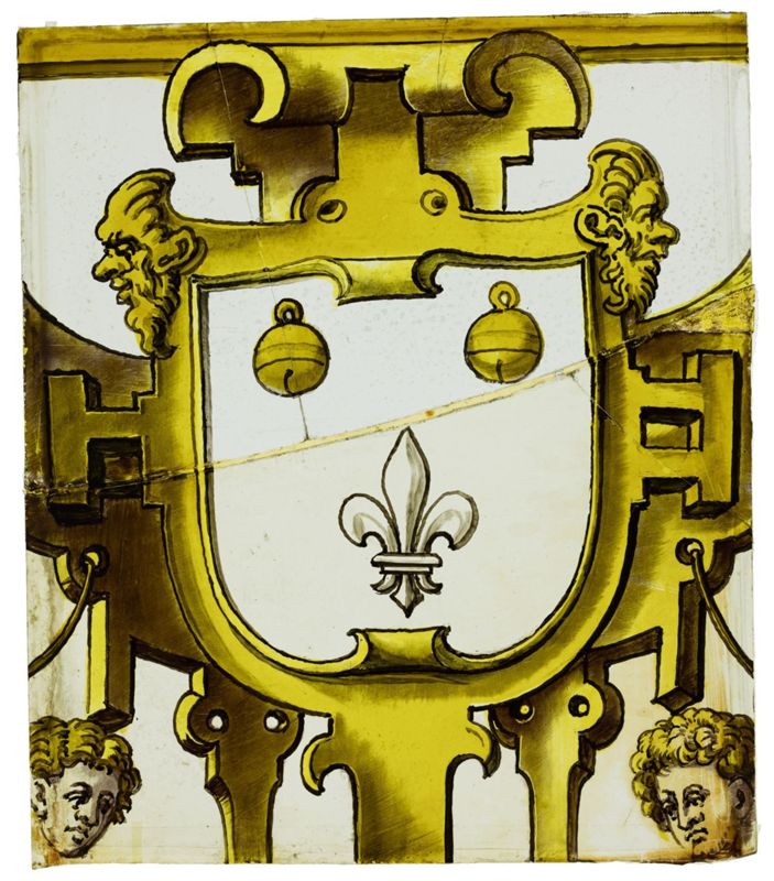 Armoiries dans un cartouche (fragment de vitrail)