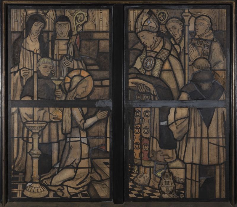 Carton du vitrail de la Vie de sainte Alice