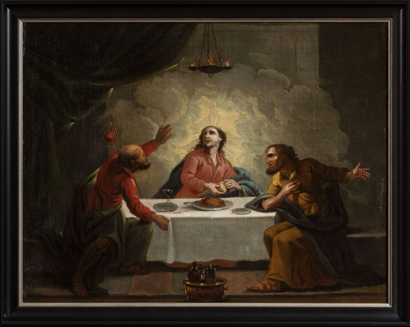 Jésus rompt le pain avec les pèlerins d'Emmaus