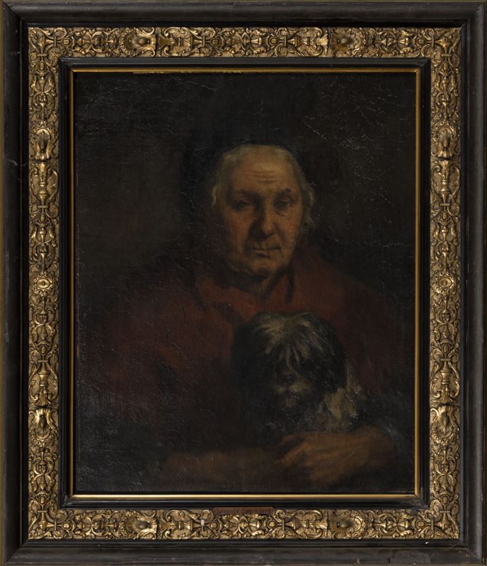 Vieille femme au bichon