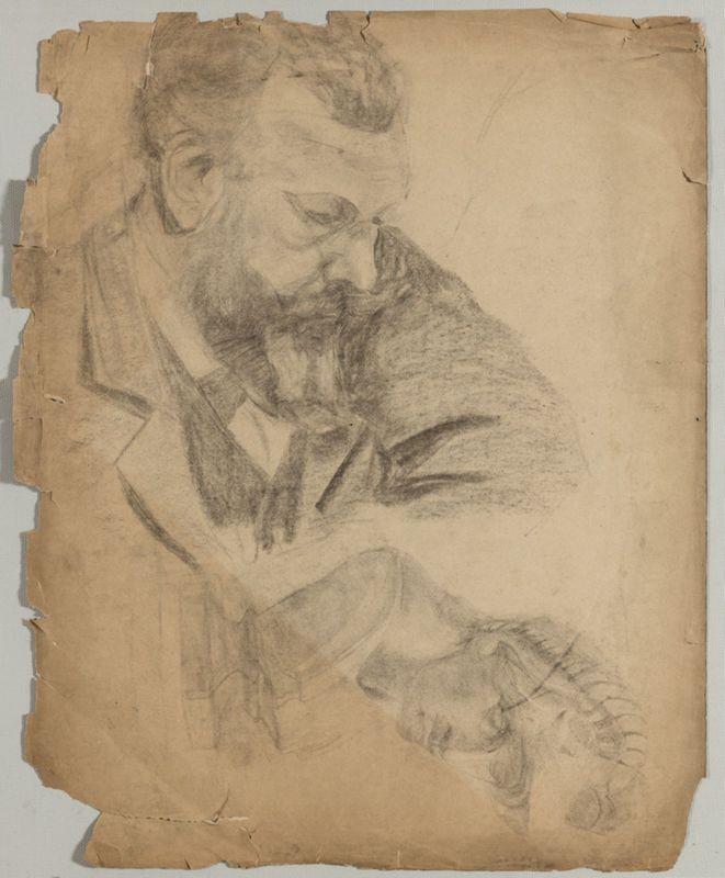 Etude : portrait d'homme et étude académique : buste antique