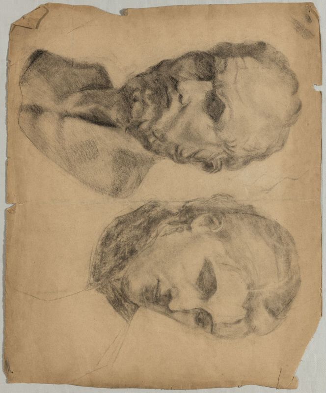 Etude académique : tête d'homme et portrait de femme