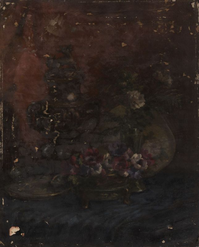 Nature morte aux fleurs et à l'éventail