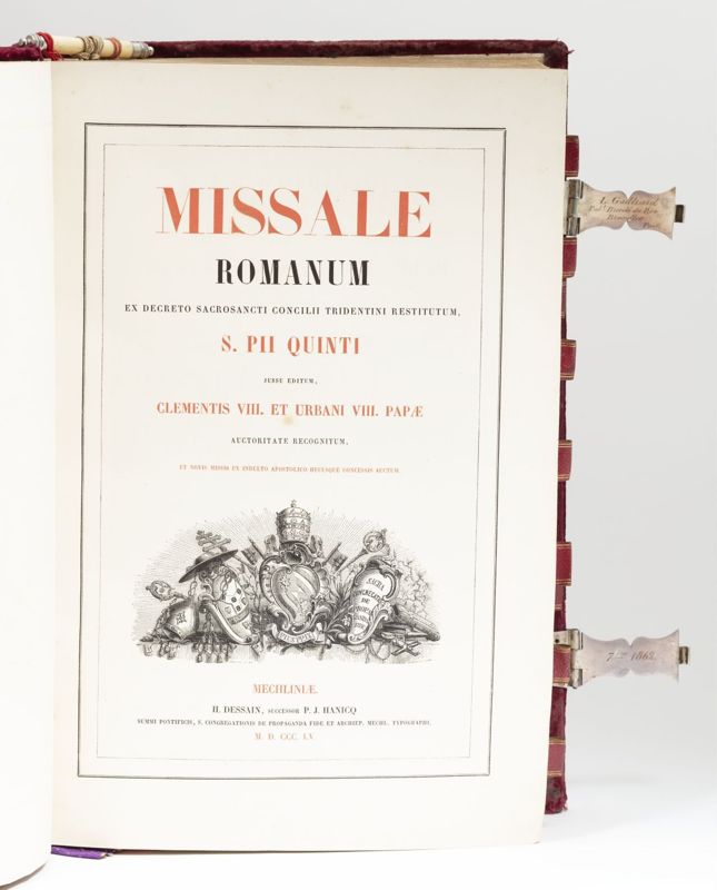 Missale romanum offert à l'église Saint-Guidon d'Anderlecht par la famille De Formanoir de la Cazerie