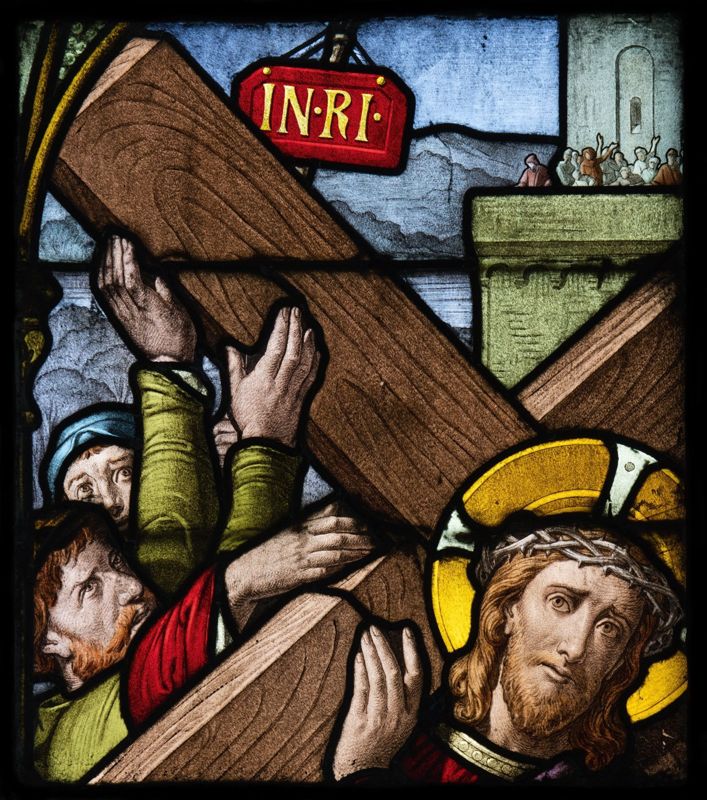 Vitrail de la Deuxième station du Chemin de Croix