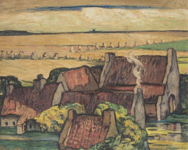 La moisson. Village en Flandre