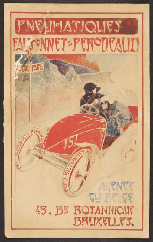Projet d’affiche publicitaire pour les “Pneumatiques Falconnet-Perodeaud"