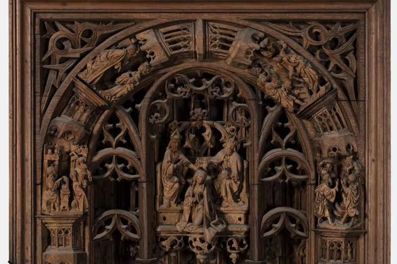Retable de la Vie de la Vierge : Dormition, Assomption, Couronnement de la Vierge