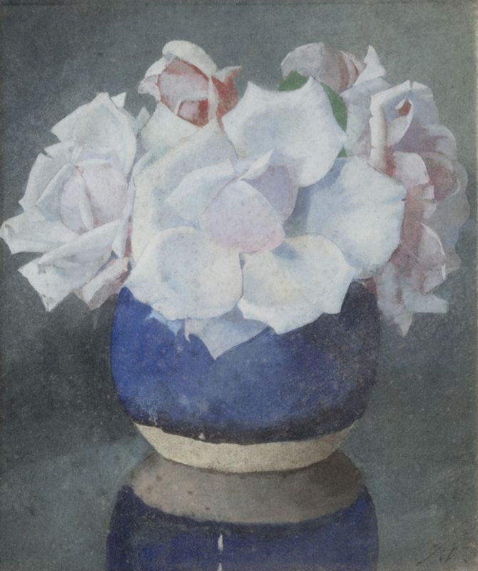 Vase bleu aux roses