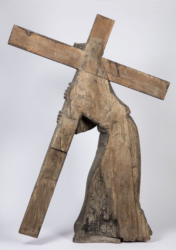 Jésus portant la croix rencontre Véronique tenant le linge où s'imprimera la Sainte-Face