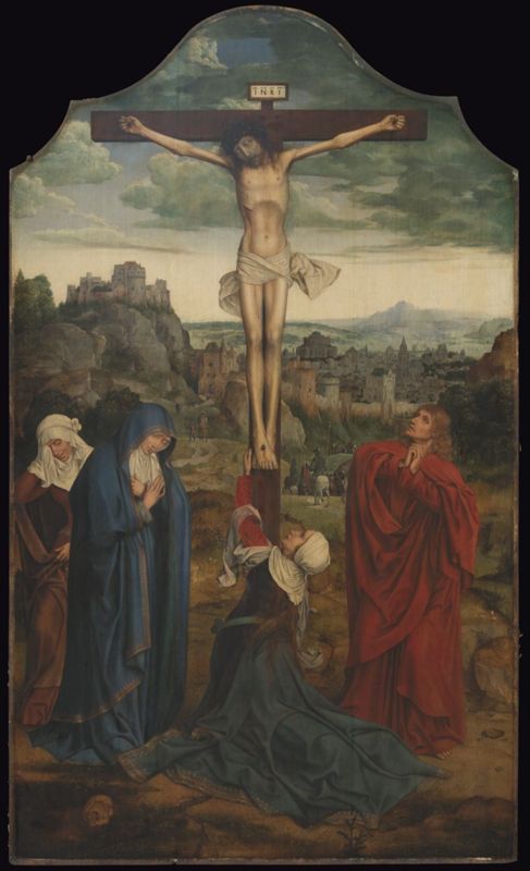 Christus aan het kruis met stichterspaar