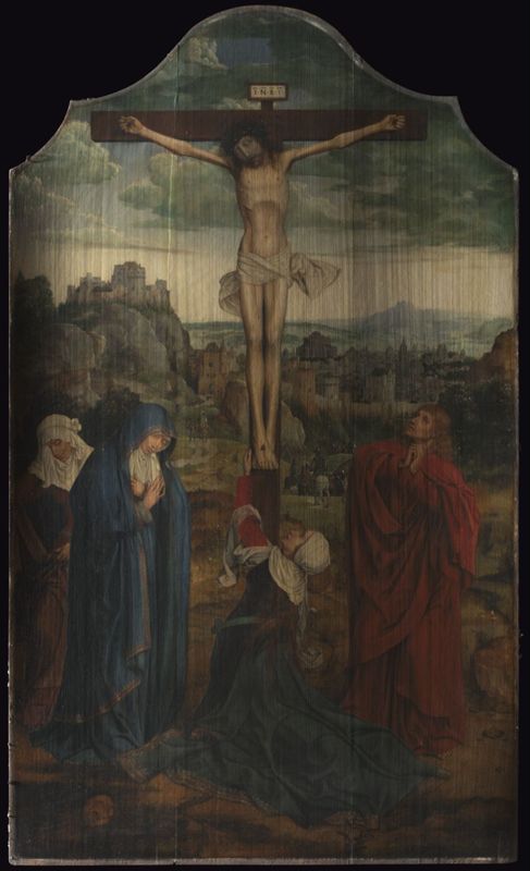 Christus aan het kruis met stichterspaar