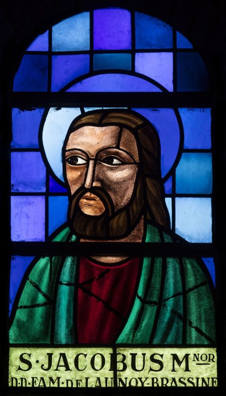 Vitrail de la Communion des Apôtres : saint Jacques le Mineur