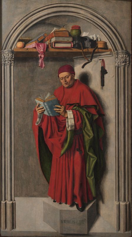 Volet droit du triptyque de l'Annonciation de l'église Saint-Sauveur à Aix-en-Provence: Le prophète Jérémie (avers) ; Le Christ d'un Noli me tangere (revers)