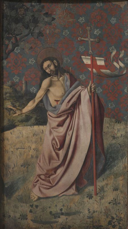 Volet droit du triptyque de l'Annonciation de l'église Saint-Sauveur à Aix-en-Provence: Le prophète Jérémie (avers) ; Le Christ d'un Noli me tangere (revers)