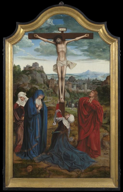 Christus aan het kruis met stichterspaar