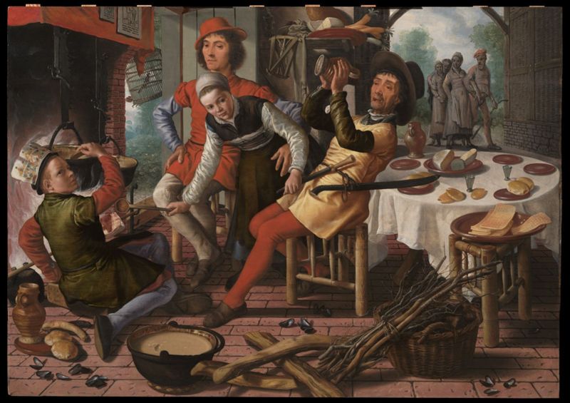 Boerengezelschap bij de haard